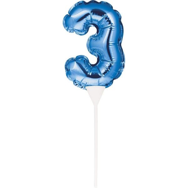 Tårtspets med 3 ballonger Blue Mini