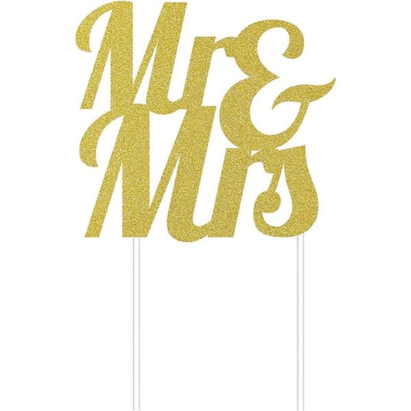 Creative Party Mr & Mrs Cake Topper Gold One Size