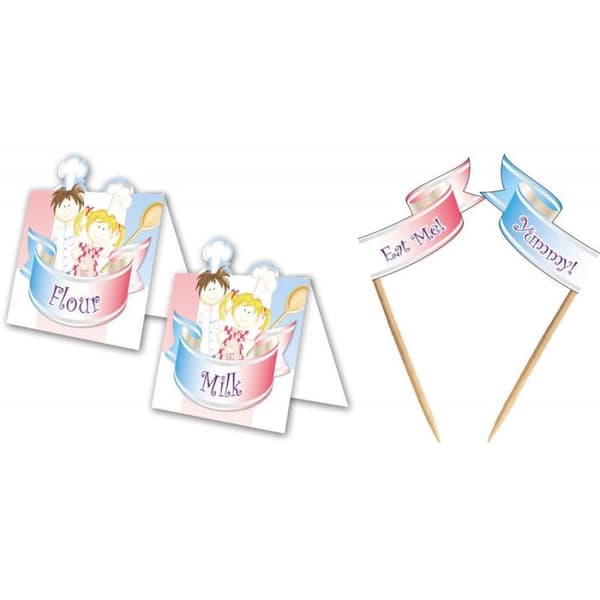Amscan Little Cooks Place Cards Set (Pack of 24) White/Pink/Blue One Size