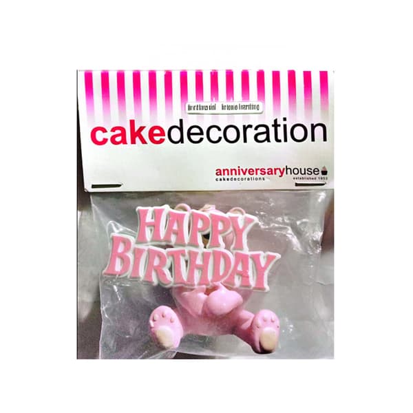 Anniversary House Teddybjörn Happy Birthday Cake Topper Pink One Size