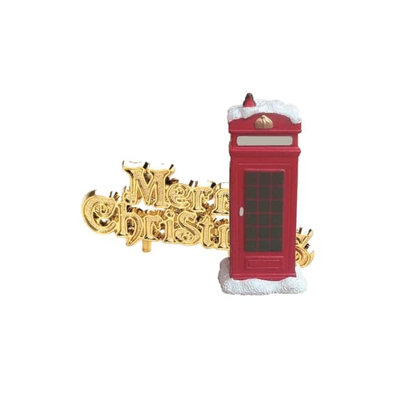 Creative Party Telephone Booth Christmas Cake Topper (Pack of 2) Red/White/Gold One Size
