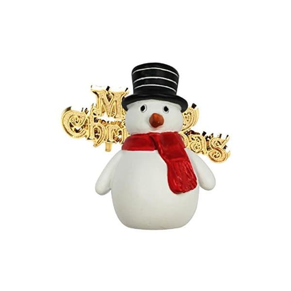Merry Christmas Snowman Cake Topper White/Gold One Size