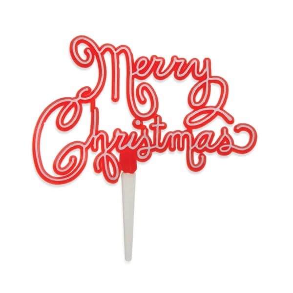 Anniversary House Merry Christmas Script Cake Topper Red/White One Size