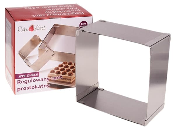 Justerbar kant hög 8 cm rektangulär bakplåt 15x15/28x28 cm