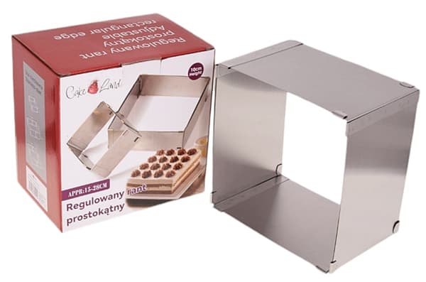 Justerbar kant hög 10 cm rektangulär bakplåtsform 15x15/28x28 cm