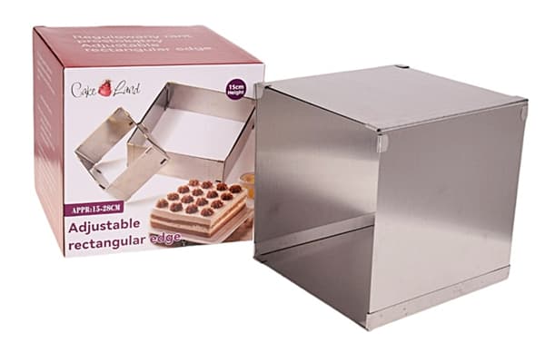 Justerbar kant hög 15 cm rektangulär 15x15/28x28 cm bakplåtsform