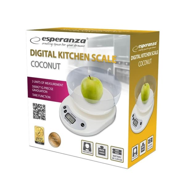 køkkenvægt Esperanza EKS007 Hvid 5 kg