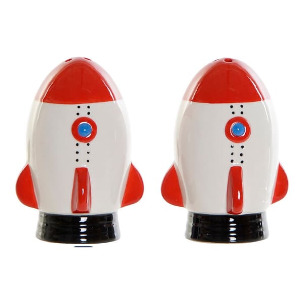 Saltbøsse med Lokk DKD Home Decor Hvit Rød Dolomite 6,5 x 7 x 9 cm (2 pcs)