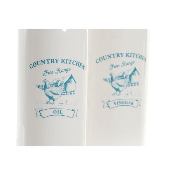 Olje- og eddiksett DKD Home Decor 250 ml Hvit Grønn Turkis Rustfritt stål Plast Dolomite