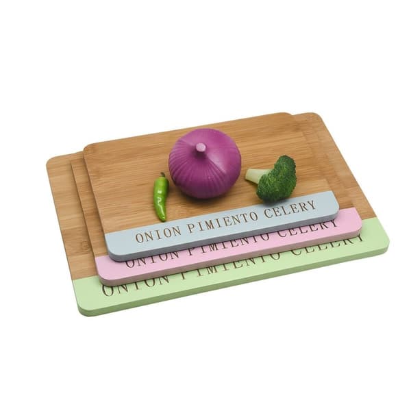 Skjærebrett DKD Home Decor Blå Grønn Rosa Bambus 33,5 x 22,4 x 1,2 cm