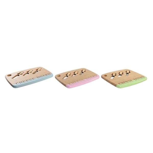 Ostebræt DKD Home Decor Bambus Rustfrit stål 33,5 x 24 x 2 cm (3 enheder)