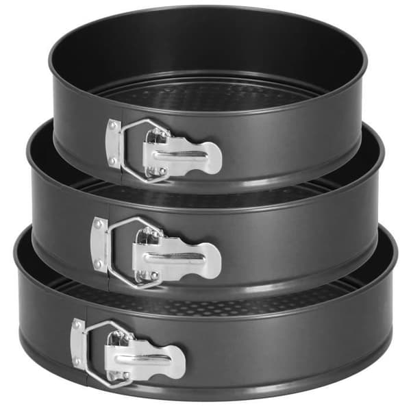 Tårtformar - SPRINGOS® - Set med 3 runda tallrikar - Diameter 23, 25, 27 cm - Non-stick - Stål