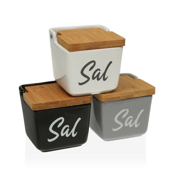 Saltkar med lock Versa Keramik Dolomite 9 x 8 x 9 cm