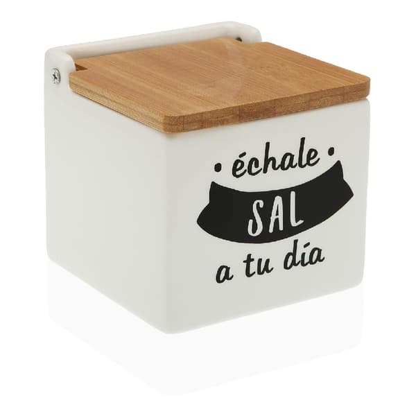 Saltkar med lock Versa Keramik Bambu (10,5 x 11 x 11 cm)