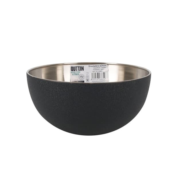 Salatbolle Quttin Svart Sølv Stål 24 x 12 cm (6 enheter)