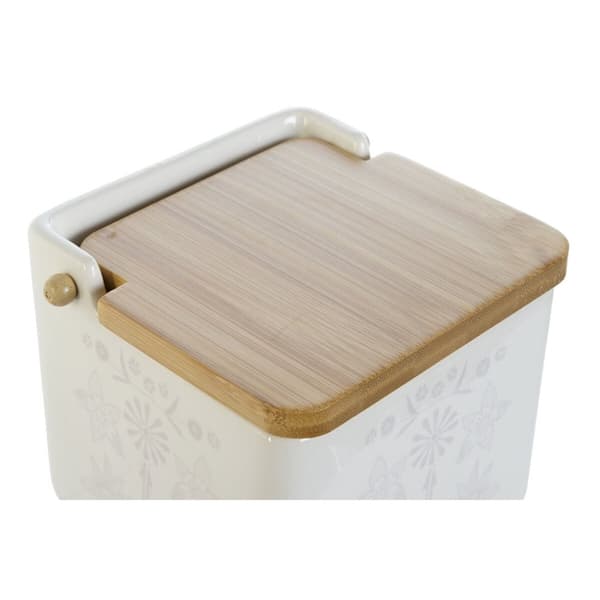 Saltkar med lock DKD Home Decor Blå Vit Grön Lila Bambu Scandi 750 ml 14 x 12,5 x 12 cm (3 antal)