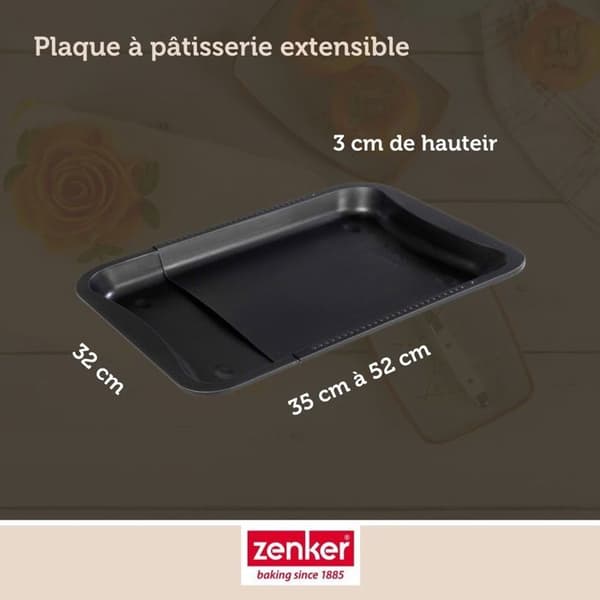 Universell ugnsplåt - Zenker - 3481 - Justerbara dimensioner 37,5-52 cm - Stål - Non-stick