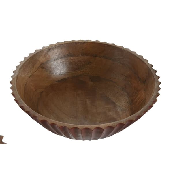 Salatbolle Home ESPRIT Gul Grønn Koral Treverk av mangotre 30 x 30 x 12 cm (3 enheter)