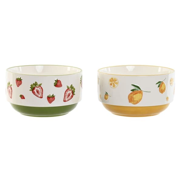 Salatbolle Home ESPRIT Gul Rød Grønn Porselen 21 x 21 x 12 cm (2 enheter)