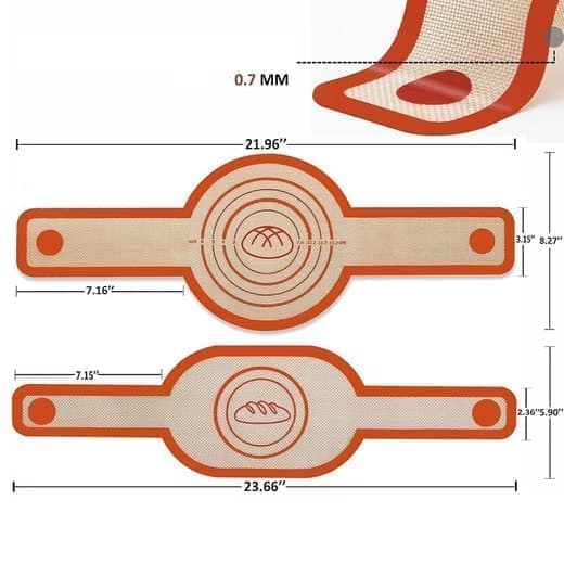 Bakmatta 2-pack silikonbakmatta, silikon brödslinga med långa handtag Heat-Resistant