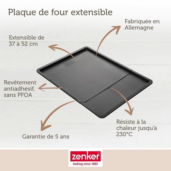 Bakplåt - Zenker - 37 x 52 cm - Utdragbar - Rostfritt stål - Non-stick