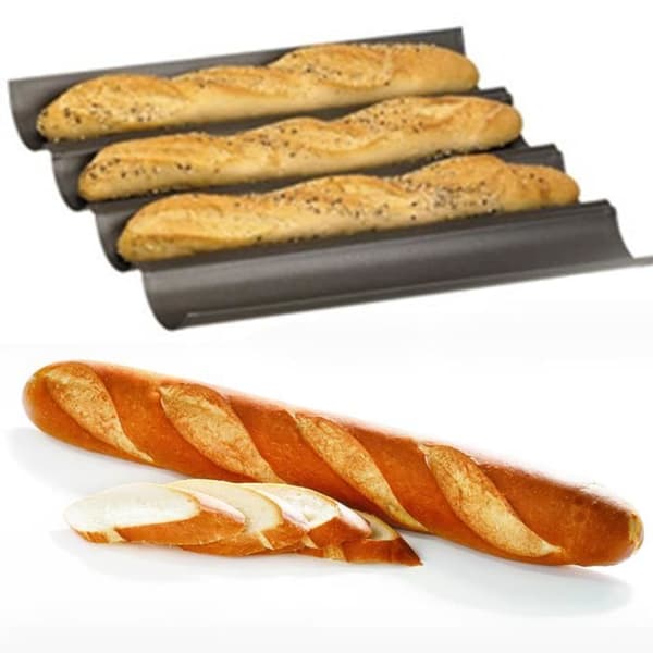 TD® Bakform Baguette Franska Bröd Anti Stickning Vågform Svart Non Stick Professionellt giftfritt stanssystem