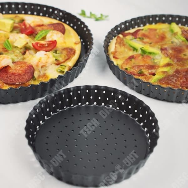 TD® 3 perforerade pizzapannor, förtjockad non-stick pizzapanna i kolstål, bakplåt med knaprig skinn