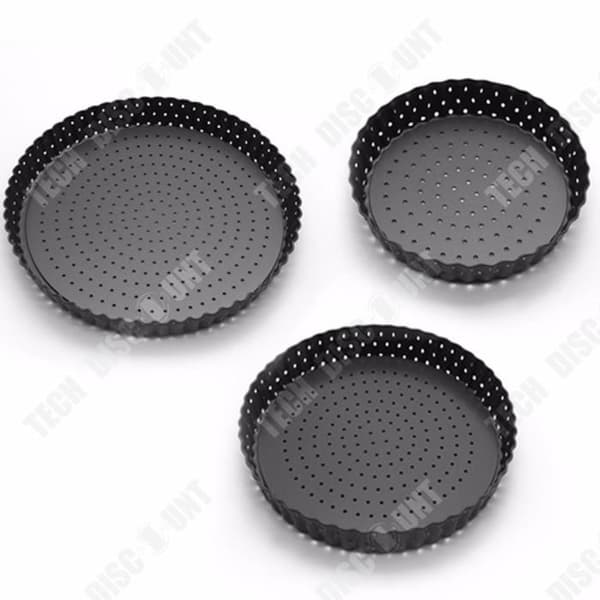 TD® 3 perforerade pizzapannor, förtjockad non-stick pizzapanna i kolstål, bakplåt med knaprig skinn