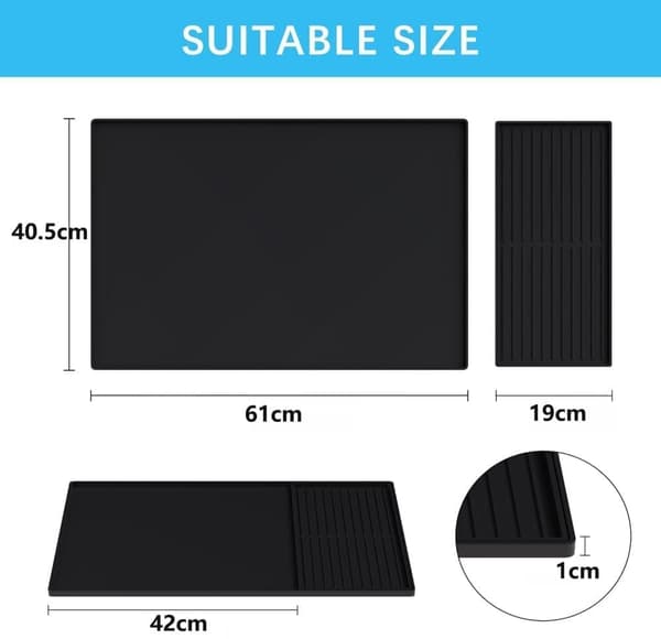 Stor Silikonemåtte 2-i-1 Kaffemåtte med Bestiktørremåtte - 61×40.5 cm