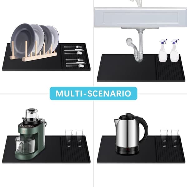 Stor Silikonemåtte 2-i-1 Kaffemåtte med Bestiktørremåtte - 61×40.5 cm