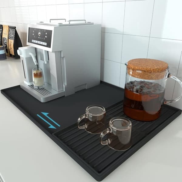 Stor Silikonemåtte 2-i-1 Kaffemåtte med Bestiktørremåtte - 61×40.5 cm
