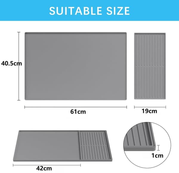 Stor Silikonemåtte 2-i-1 Kaffemåtte med Bestiktørremåtte - 61×40.5 cm