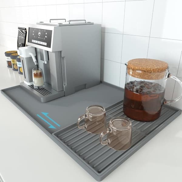 Stor Silikonemåtte 2-i-1 Kaffemåtte med Bestiktørremåtte - 61×40.5 cm