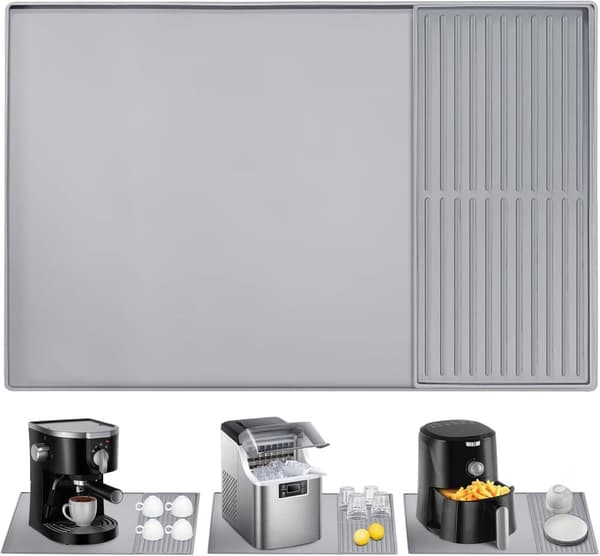 Stor Silikonemåtte 2-i-1 Kaffemåtte med Bestiktørremåtte - 61×40.5 cm