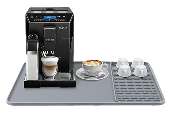 Kaffemaskine Måtte 60 x 40 cm med Aftagelig Tørremåtte, 2-i-1 Drypmåtte - Sort/Grå Grå