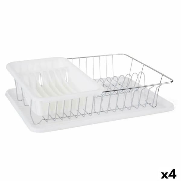 Kuivausteline tiskialtaaseen Valkoinen Metalli Muovinen 43,5 x 11 x 33,5 cm (4 osaa)