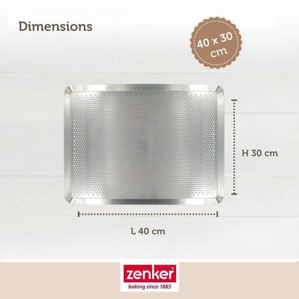 Perforerad bakplåt 40 x 30 cm i aluminium 18/10 Zenker Special Cooking