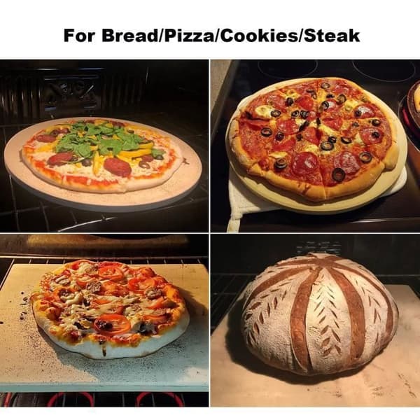 Yolistar Pizzasten med spade - Cordierite Pizza Board Set för matlagning av pizza, bröd (38*30cm)