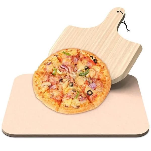 Yolistar Pizzasten med spade - Cordierite Pizza Board Set för matlagning av pizza, bröd (38*30cm)