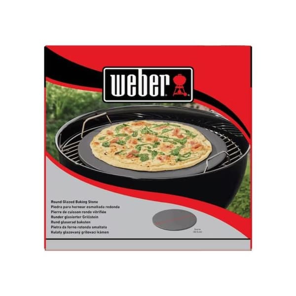 Grilltillbehör - WEBER - Pizzasten Ø 36 cm - Förglasad koksten - Vit