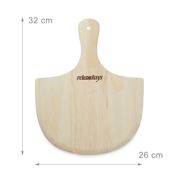 Relaxdays Pizza- och Flammkuchenpiet, rund, spade, för ugnen, H x L x P: 4 x 32 x 32 cm, natur