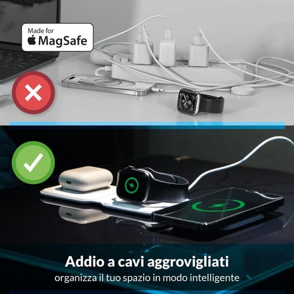Dudùu Trådlös Laddmatta 3 i 1 15W Svart Kompatibel med QI Fällbar
