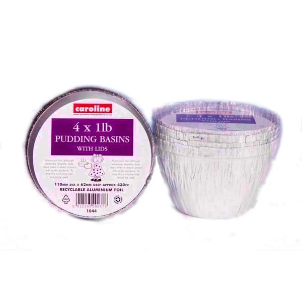 Caroline Foil Pudding Basins With Lids (Pack of 4)