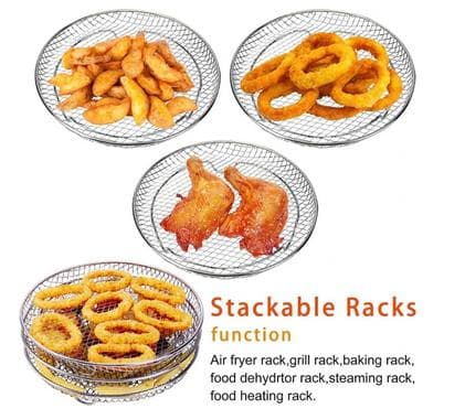 3kpl Airfryer Rack Airfryerin koriosasto Ruostumatonta terästä - Round