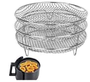 3 stk Air Fryer Rack Airfryer kurv rum Rustfrit stål - Round