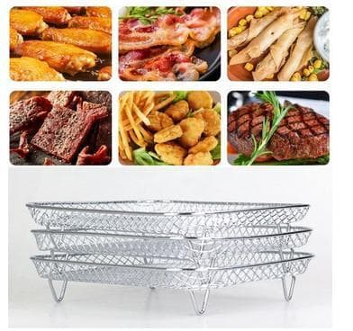 3 stk Air Fryer Rack Airfryer kurv rum Rustfrit stål - Square