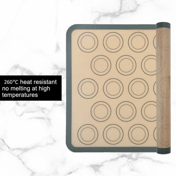 2x Backmattor för macarons i gråbrun med 42 x 29,5 cm storlek - bakmatta köksredskap bakplåtspapper degkavel återanvändbar