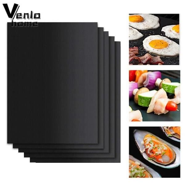 Bakpapper och ark, 5 st Non-Stick Grillmatta 40*33cm Bakmatta Bakgaller - Svart Typ 5st 50x40cm