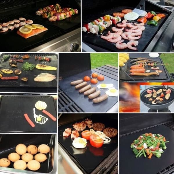 Matlagningsmatta - BBQ - Set om 2 - Extra lång 40 x 50 cm - Non-stick - Svart