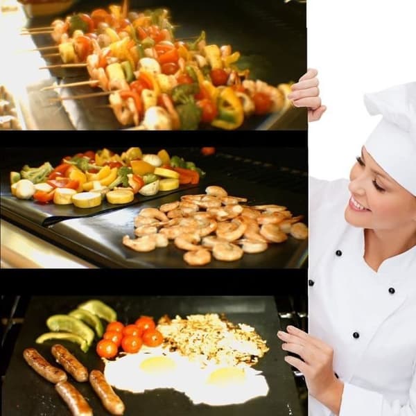 Matlagningsmattor för grill och ugn, set med 5 non-stick grillmattor Återanvändbara rengöringsbara